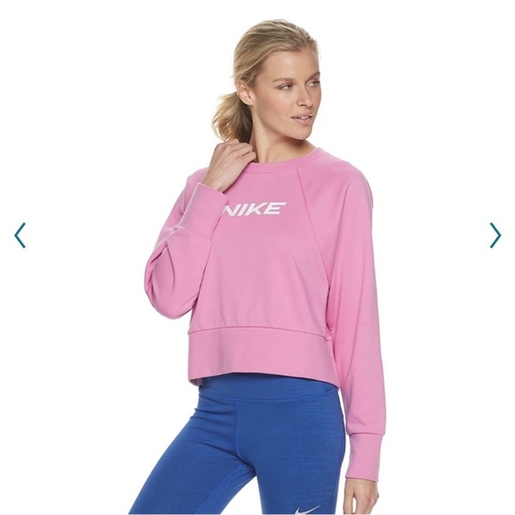 Nike Pink Dri Fit Get Fit Cropped Training Sweatshirt Size S EUC - Picture 3 of 3